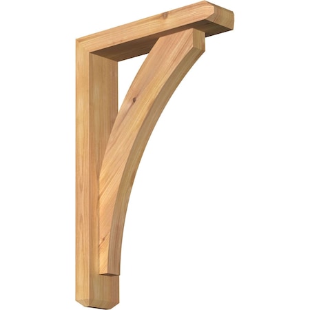 Ekena Millwork Thorton Craftsman Smooth Bracket w/ Offset Brace, Western Red Cedar, 3 1/2"W x 14"D x 22"H BKT0402X14X22THR04SWR